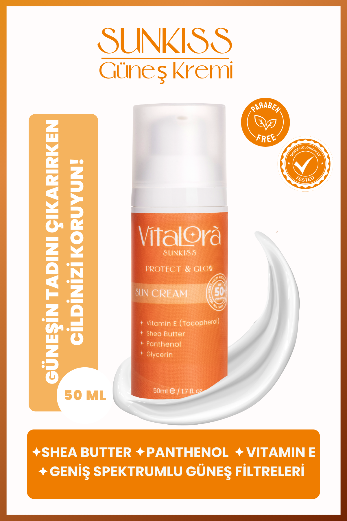 Vitalora Sunkiss Güneş Koruyucu Krem SPF 50